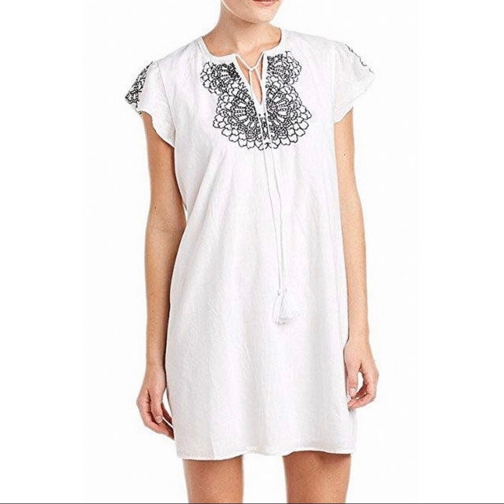 Susana Monaco White Dress Embroidered Romantic Beach Swim Resort Cover Up Tassel